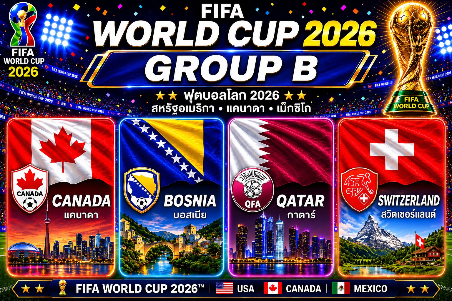 ฟุตบอลโลก 2026 ใครเต็ง-ใครแตก กลุ่ม B
